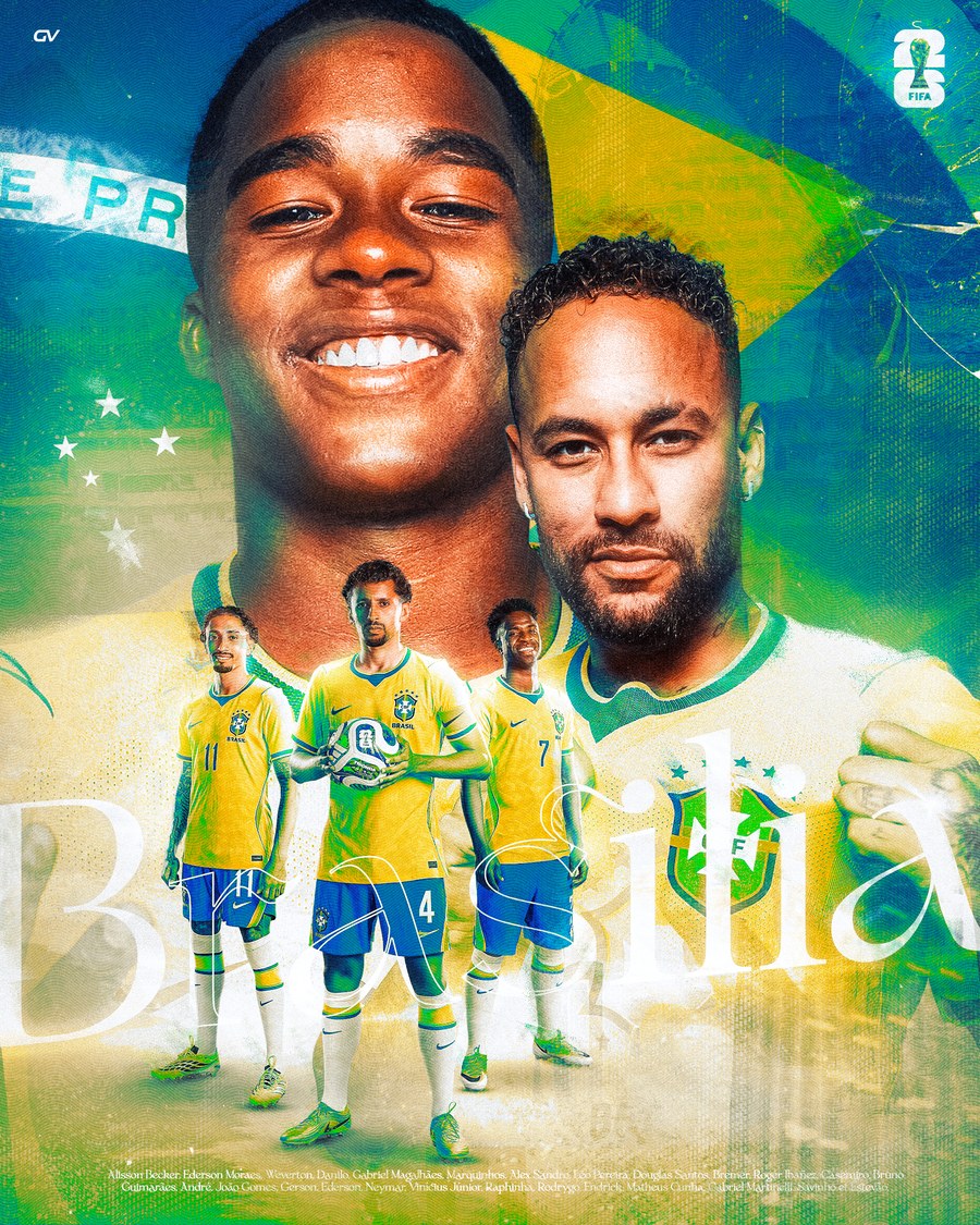 Affiche Brésil - Endrick, Neymar, Vinicius
