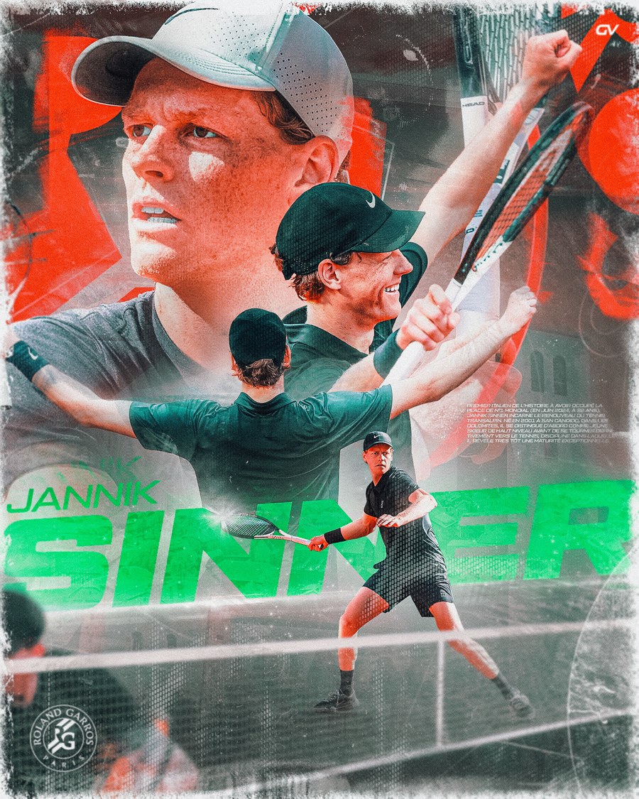 Affiche Jannik Sinner - Roland-Garros